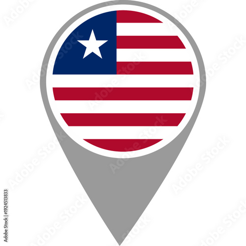 Liberia flag location pin, Liberia flag on location pin, Liberia map pointer in high quality