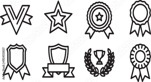 Various types of badges and awards in a single image Vector