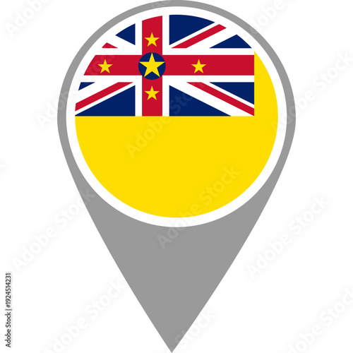 Niue flag location pin, Niue flag on location pin, Niue map pointer in high quality