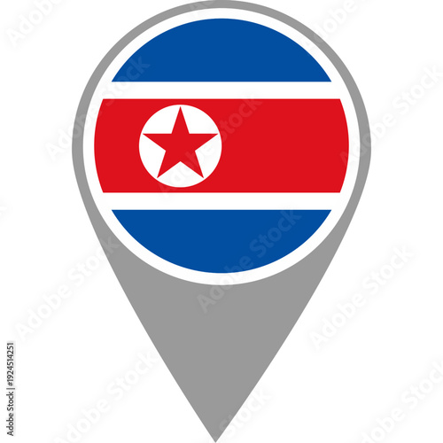 Free Download North Korea flag location pin, North Korea flag on location pin, North Korea map pointer in high quality - GFXLoad
