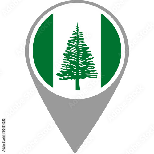 Norfolk Island flag location pin, Norfolk Island flag on location pin, Norfolk Island map pointer in high quality