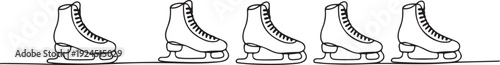 continuous line of ice skates.one line drawing of shoes for ice skating sport one line drawing
