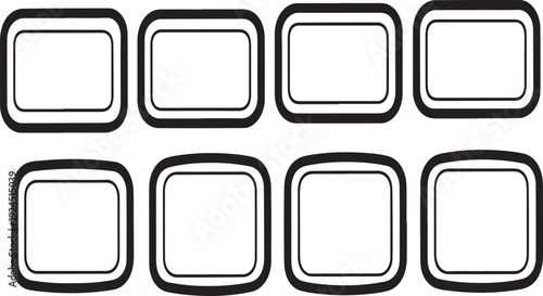A set of eight empty rectangular boxes arranged in two rows of four Vector