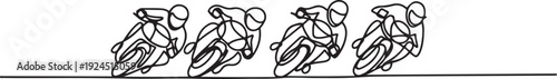 continuous line of motorbike racers competing to win the championship. motorbike racing competition drawn in one line.one line drawing of motorbike  one line drawing