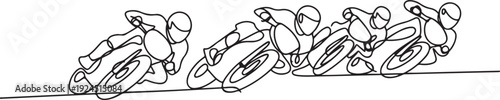 continuous line of motorbike racers competing to win the championship. motorbike racing competition drawn in one line.one line drawing of motorbike  one line drawing