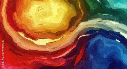 Expressive oil paint background featuring swirling shapes, vivid colors, and heavy textures. A contemporary interpretation of non-objective artistic design, illustration, chaos, surface