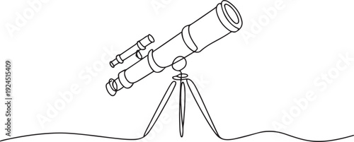 Continuous one line drawing of Telescope - astronomy tool Telescope one line drawing