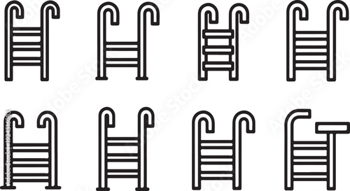 A collection of various types of benches with different designs and structures Vector