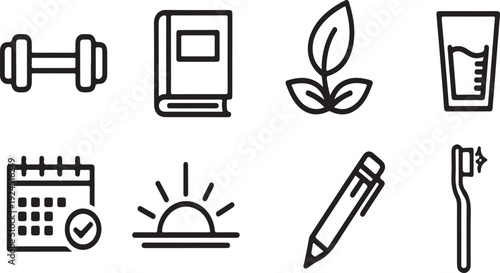 Illustrations of daily routines and healthy habits Vector
