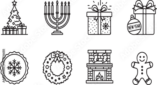 Diverse holiday icons representing various festive celebrations and traditions Vector