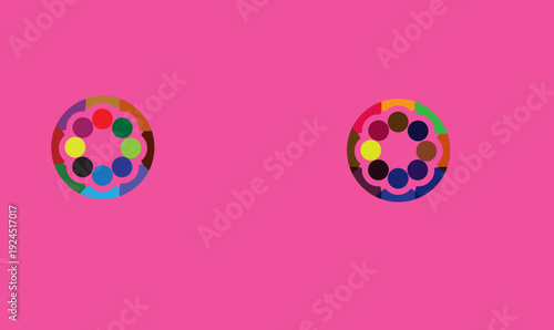 Diversity community logo with people figures in a circular formation on colorful background