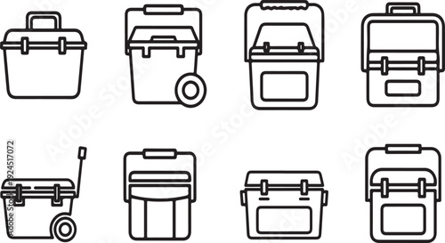 A variety of different types of toolboxes and storage containers Vector