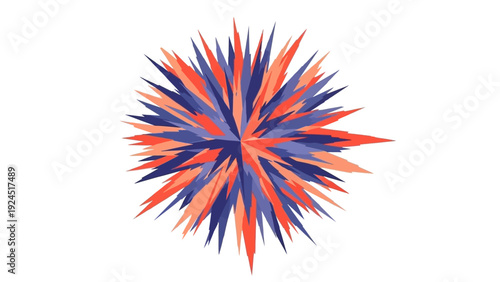Abstract explosion of sharp, colorful spikes against a white background