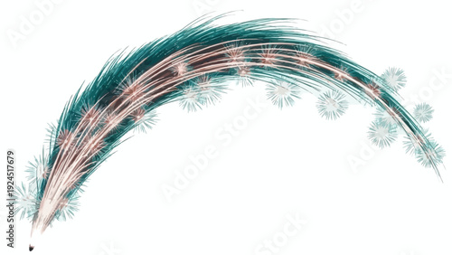 Abstract teal and brown curved brush stroke on white background
