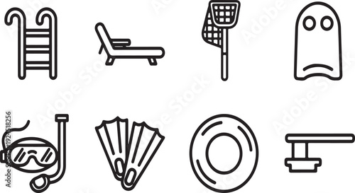 A collection of various leisure and sports equipment icons Vector