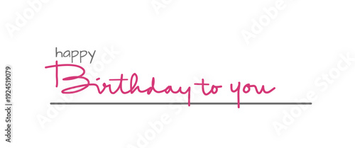 Happy Birthday to you lettering typography poster. Festive hand sketched text with rainbow birthday cake background. Happy bithday as a greting card and invitation. Vector illustration EPS 10