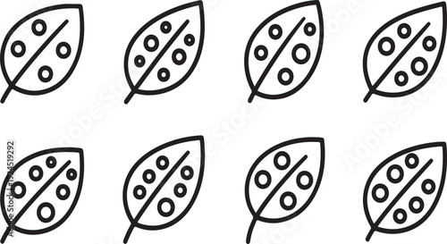 Eight distinct leaf patterns showcasing unique dot arrangements and shapes Vector