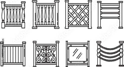 A diverse collection of decorative and functional window bars and grilles Vector
