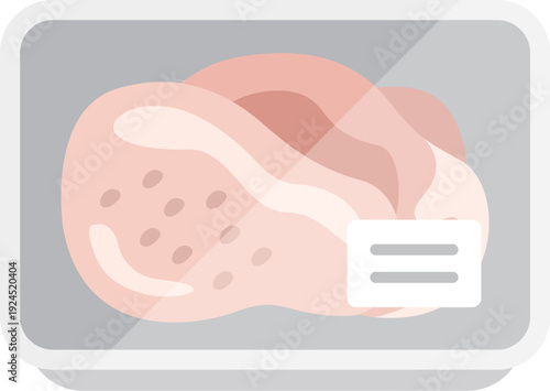 スーパーのパックに入った、鶏モモ肉のアイコンのイラスト