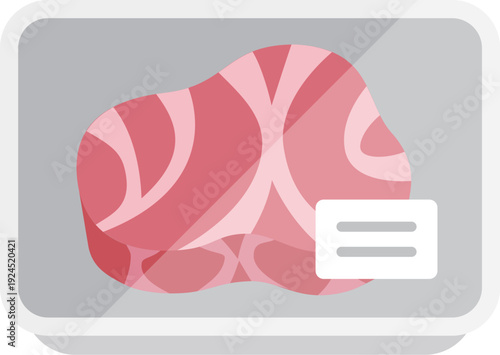 スーパーのパックに入った、フィレステーキ肉のアイコンのイラスト
