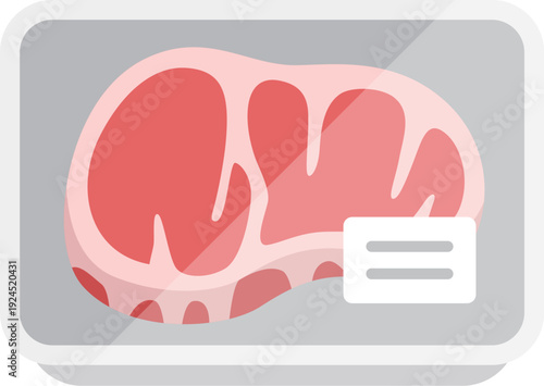 スーパーのパックに入った、ステーキ肉のアイコンのイラスト