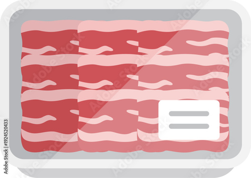 スーパーのパックに入った、牛ばら肉のアイコンのイラスト