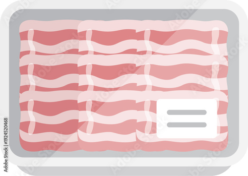 スーパーのパックに入った、豚ばら肉のアイコンのイラスト
