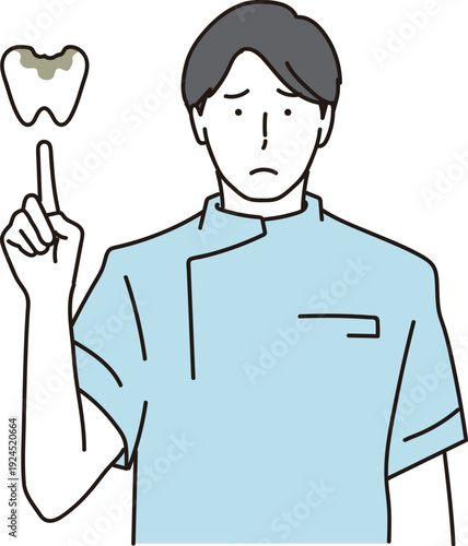 虫歯と男性歯科医師のイメージデザインイラスト素材