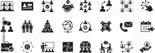 Business and technology icons set flat design vector illustration isolated on white background