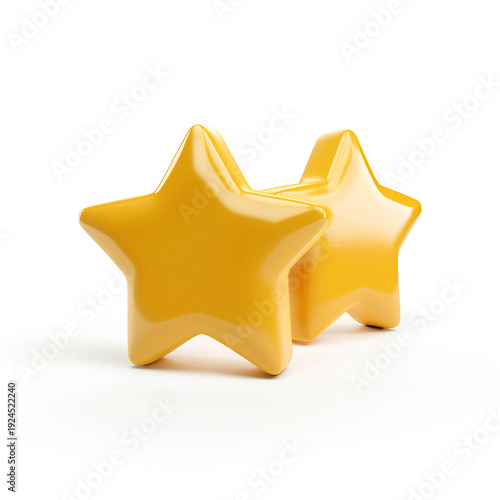 3D star rating icon, review concept, white isolated background