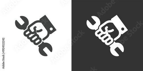 Hand Holding Wrench icon. Solid glyph series icon
