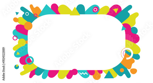 Colorful Abstract Shapes Bordering White Space.