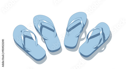Light Blue Flip-Flops for Summer Vacations and Beach Activities