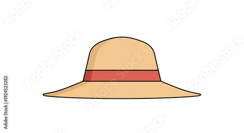 Straw Hat with Red Ribbon, Ideal for Summer Fashion and Outdoor Activities