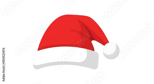 Vibrant red Santa hat icon with a soft white pompom and trim, a quintessential symbol of holiday spirit and festive cheer, perfect for seasonal designs