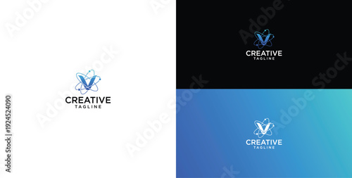 technology logo vector. V initial logo design