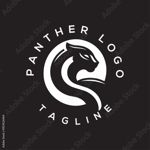 Panther head logo design template vector illustration feline mascot symbol for gaming sports branding professional identity business animal icon creative badge negative space style