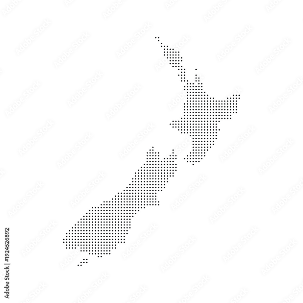 Obraz premium New Zealand map dotted, black point, on white background. Vector illustration