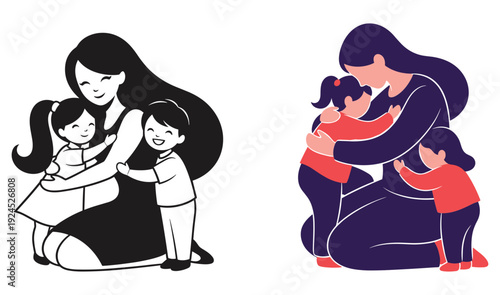 Comforting Family Moments Illustration