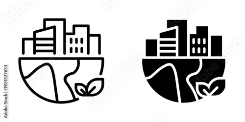 Green city icon, element icon for design branding, print, and digital media