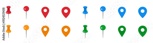 マップ・地図で使えるマップピン・押しピンアイコンイラスト