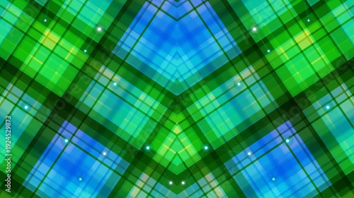 Vibrant Green Plaid Pattern with Blue Accents.