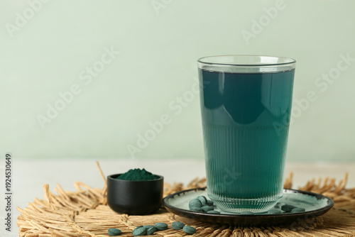 Glass of fresh spirulina dr...