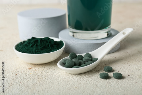 Glass of fresh spirulina dr...
