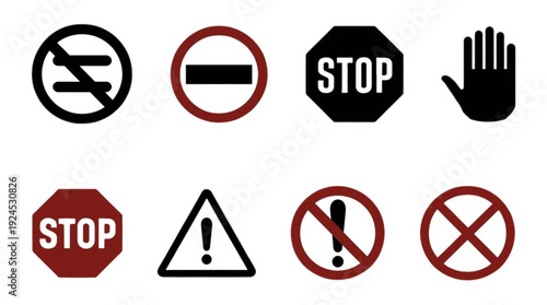 Collection of various common regulatory and warning road signs