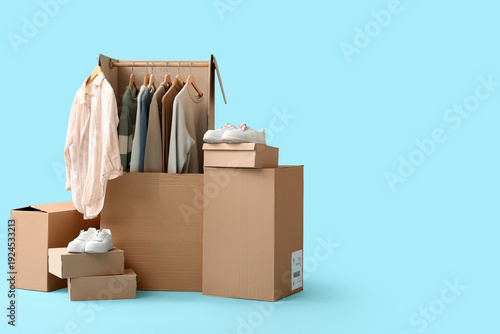 Wardrobe boxes with clothes...