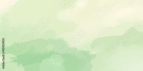 Sunlit forest landscape with clouds over hills and misty mountains