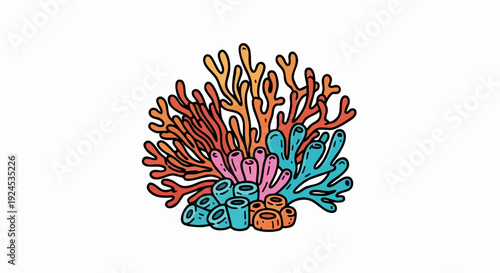 Colorful coral reef cluster.