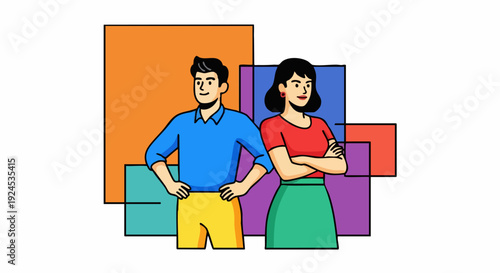 Confident man and woman standing together.