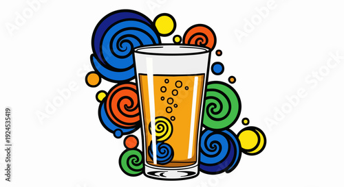 A full pint glass of refreshing golden lager beer.